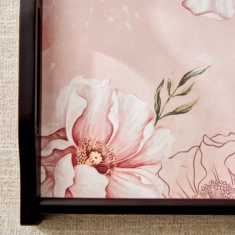 Alora Blush Serenity Wooden Printed Serving Tray - 35.5x20.5x6cm
