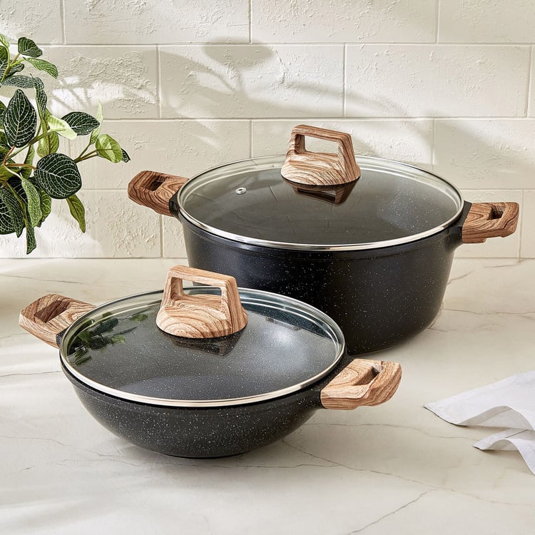 Elbury Hatchel Die-Cast Aluminium Non-Stick Kadhai with Lid - 2.5L