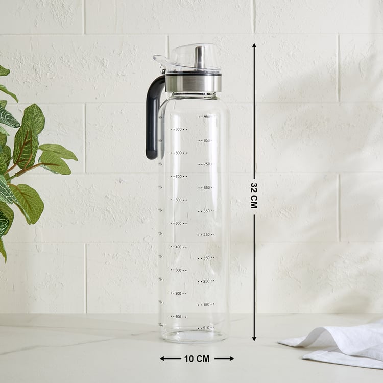 Pamolive Noura Borosilicate Glass Oil Dispenser with Handle - 1L