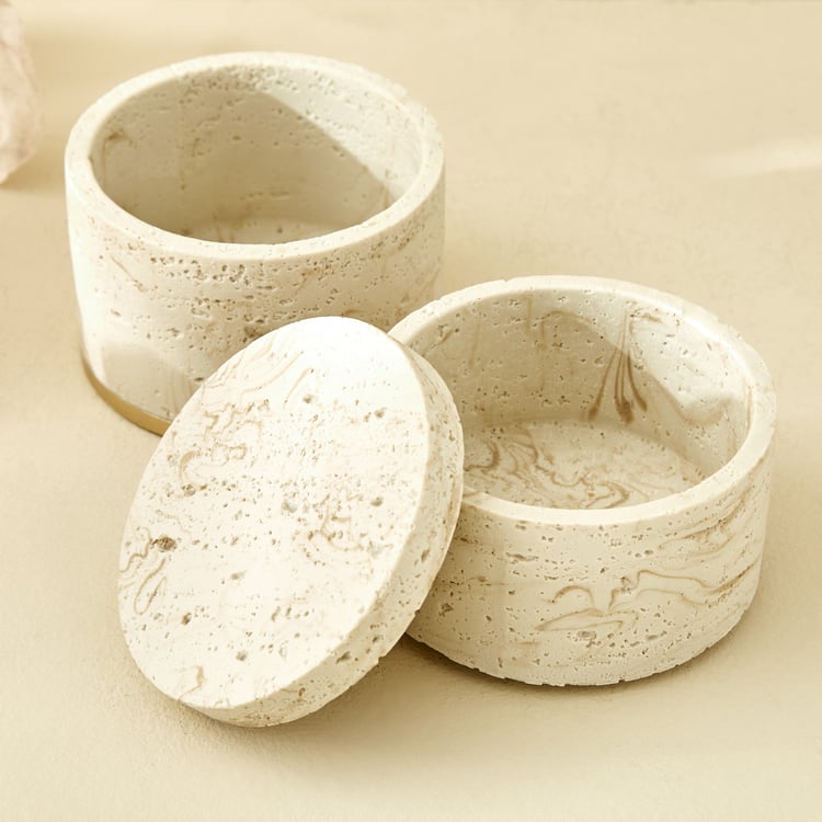 Botanica Travertine 2-Tier Polyresin Trinket Box
