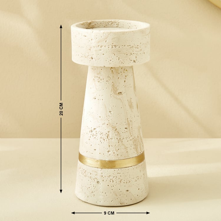 Botanica Travertine Polyresin Candle Holder - Large