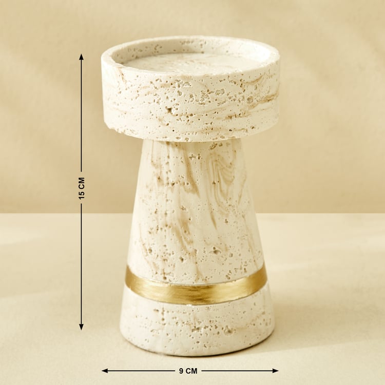 Botanica Travertine Polyresin Candle Holder - Small