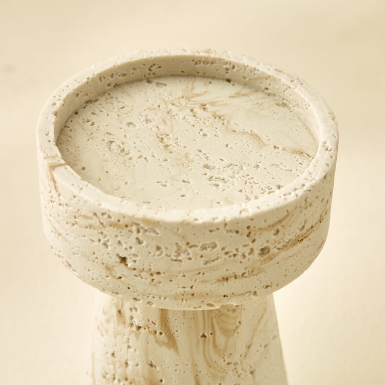 Botanica Travertine Polyresin Candle Holder - Small