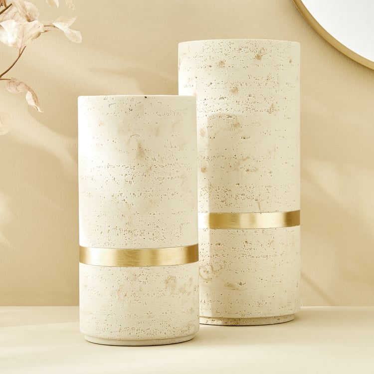 Botanica Travertine Polyresin Vase - Large