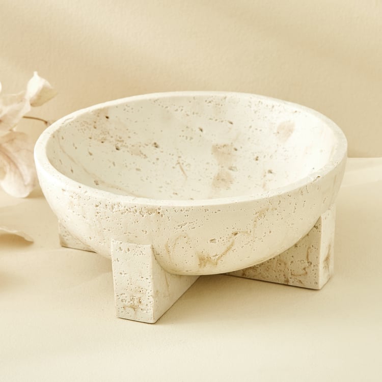Botanica Travertine Polyresin Decorative Bowl