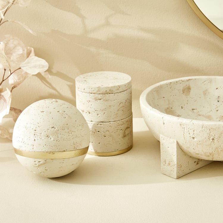 Botanica Travertine Polyresin Decorative Bowl