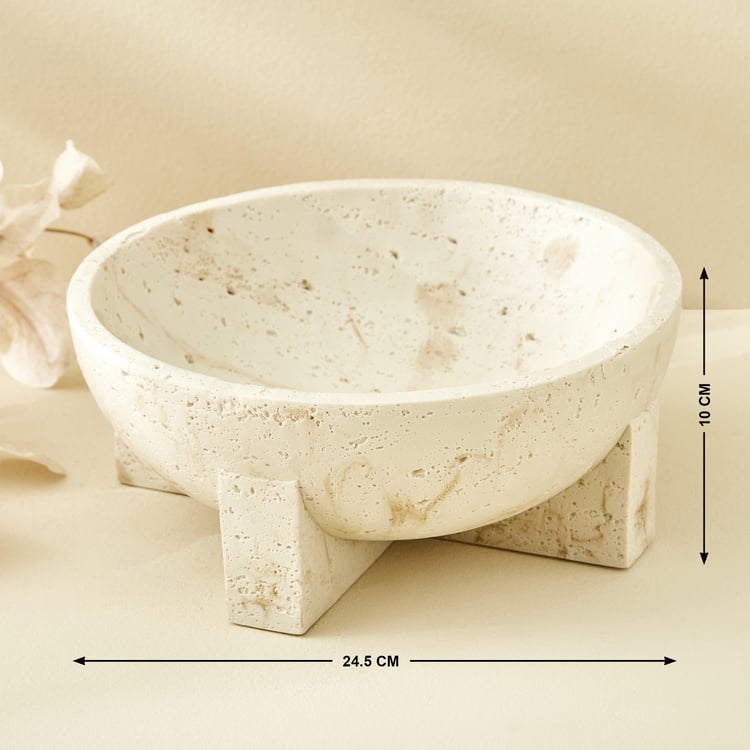 Botanica Travertine Polyresin Decorative Bowl