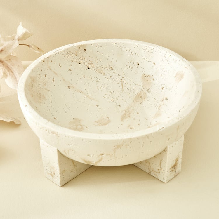 Botanica Travertine Polyresin Decorative Bowl