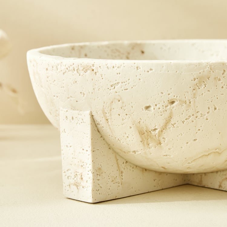 Botanica Travertine Polyresin Decorative Bowl