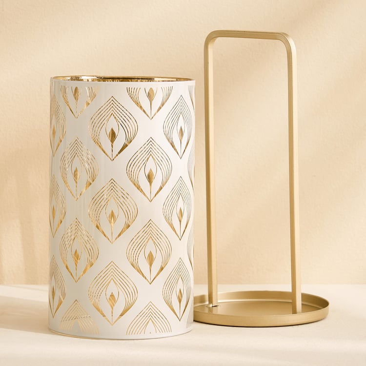 Tamaira Glass Printed Hurricane Candle Holder