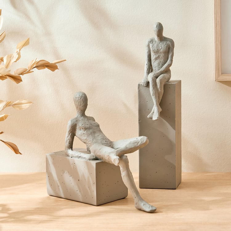 Oyster Tessera Polyresin Sitting Human Figurine