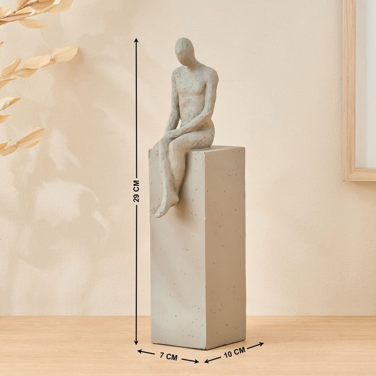 Oyster Tessera Polyresin Sitting Human Figurine