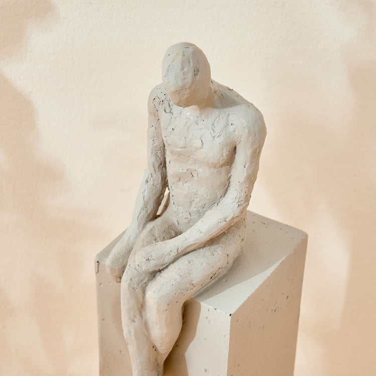 Oyster Tessera Polyresin Sitting Human Figurine