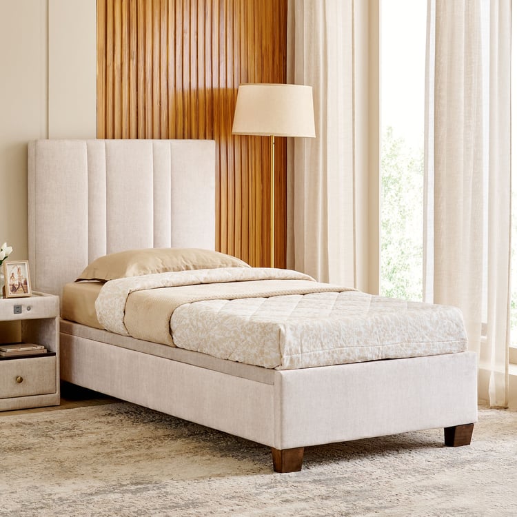 Stellar Elite Amelia Single Bed with Hydraulic Storage - Cream