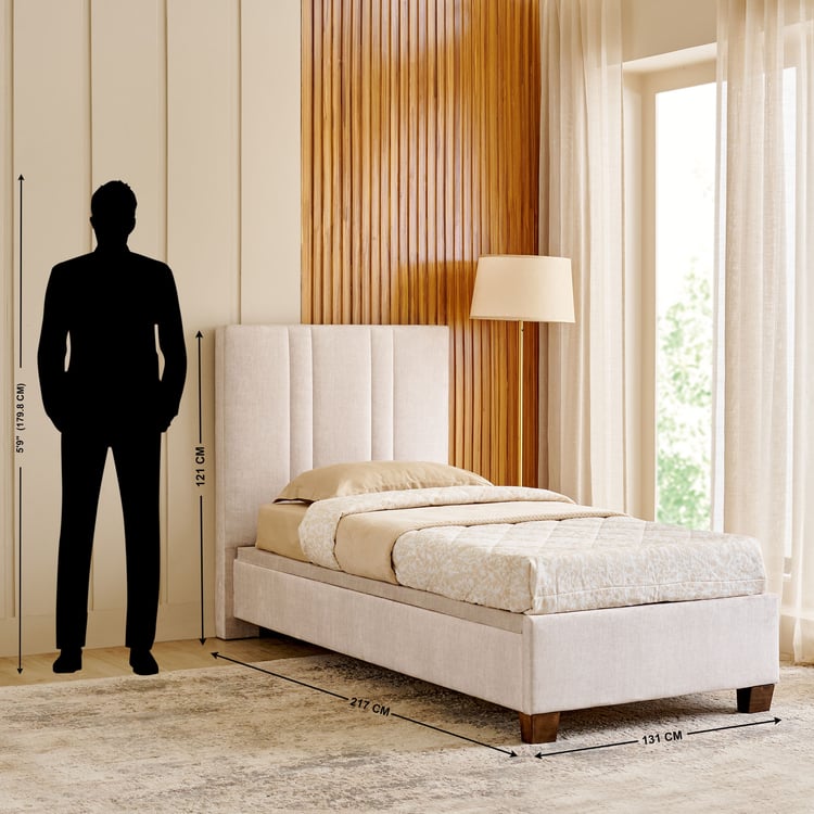 Stellar Elite Amelia Single Bed with Hydraulic Storage - Cream