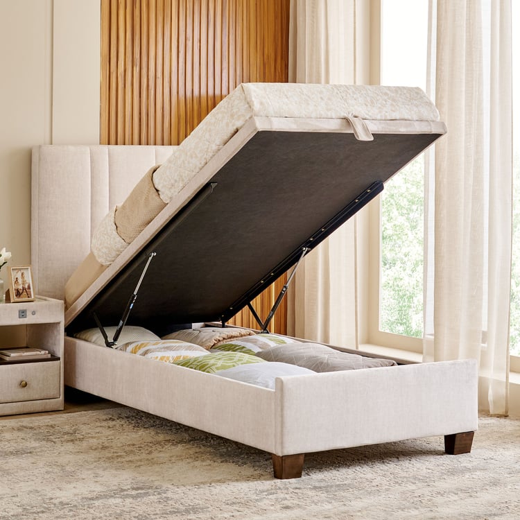 Stellar Elite Amelia Single Bed with Hydraulic Storage - Cream