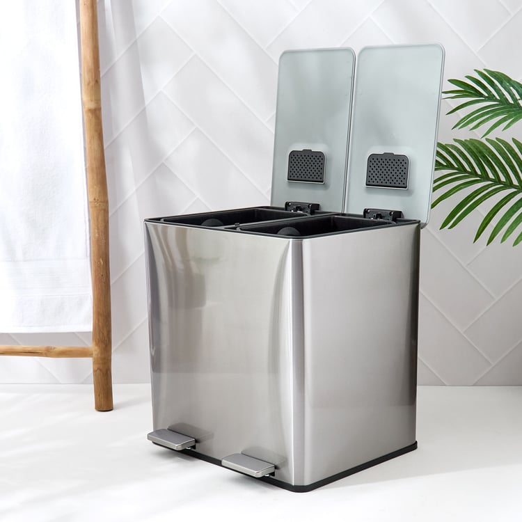 Sedona Dunes Metal Pedal Dual Compartment Waste Bin - 15+15L