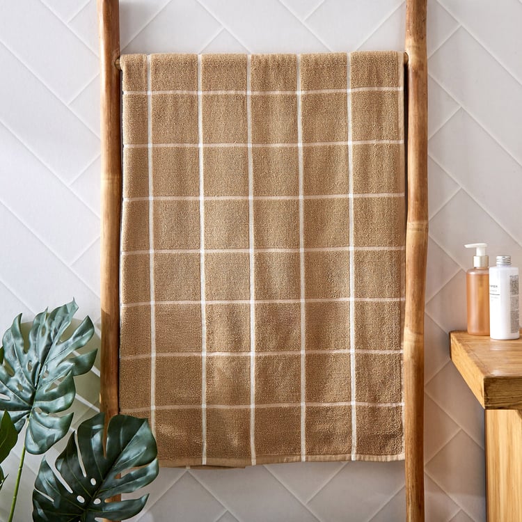 Pacific-Emery Bursa Cotton Checked Bath Towel - 140x70cm