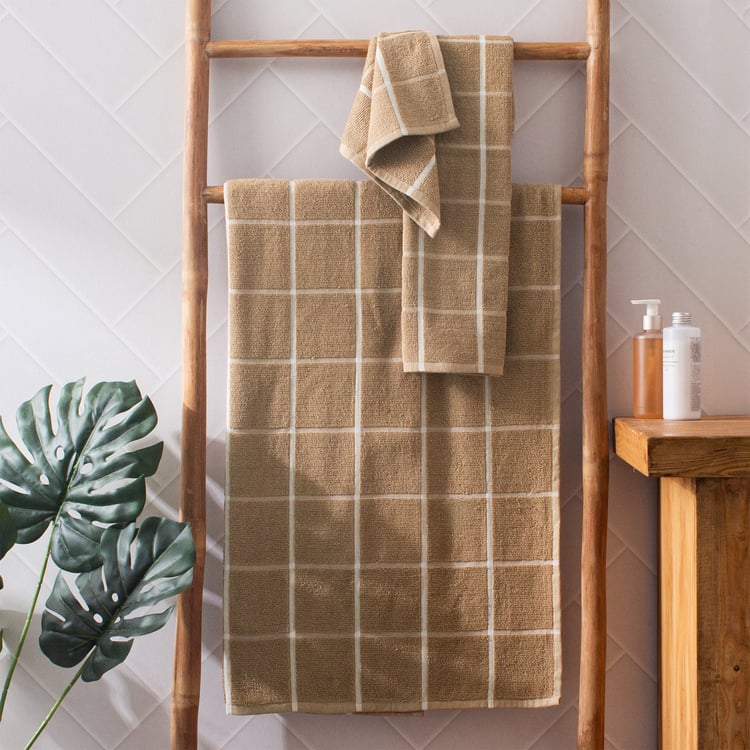 Pacific-Emery Bursa Cotton Checked Bath Towel - 140x70cm