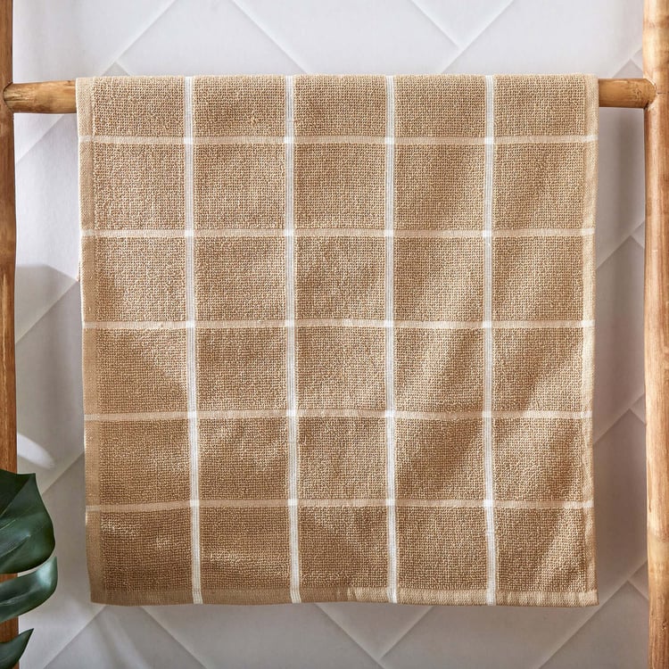 Pacific-Emery Bursa Set of 3 Cotton Checked Hand Towels - 60x40cm