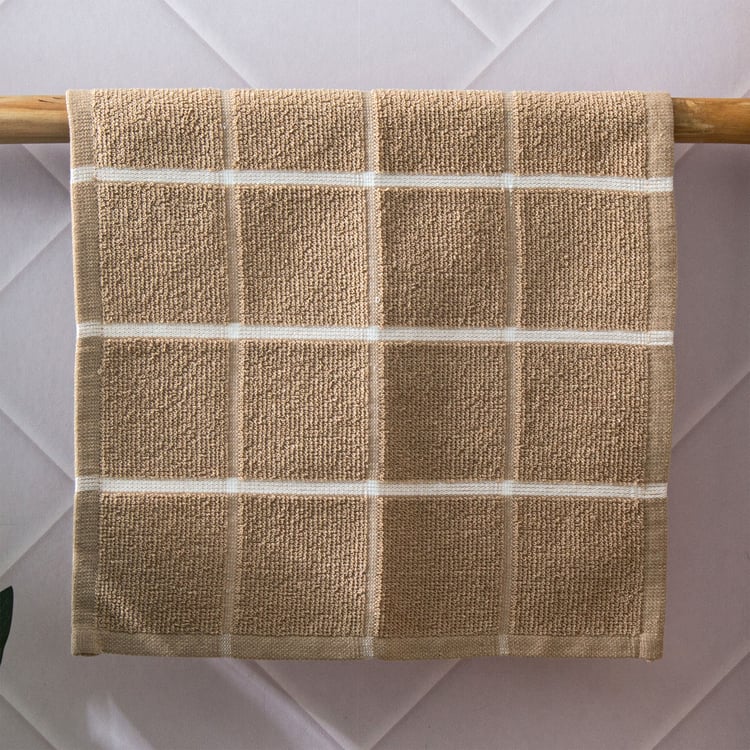 Emery Bursa Set of 4 Cotton Checked Face Towels - 30x30cm