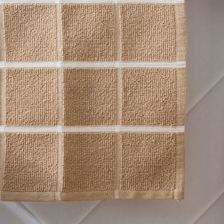 Emery Bursa Set of 4 Cotton Checked Face Towels - 30x30cm