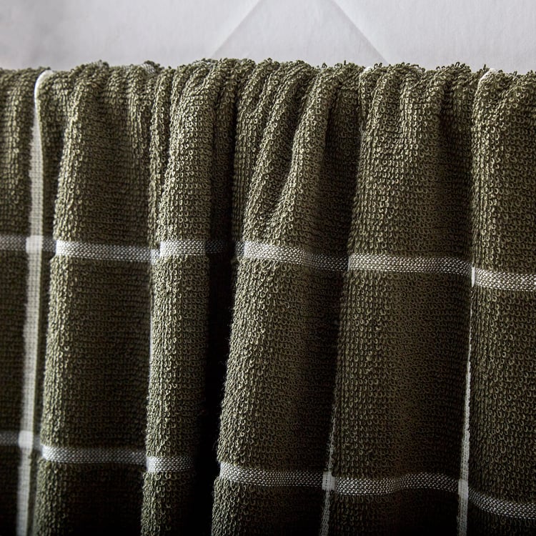 Pacific-Emery Bursa Cotton Checked Bath Towel - 140x70cm