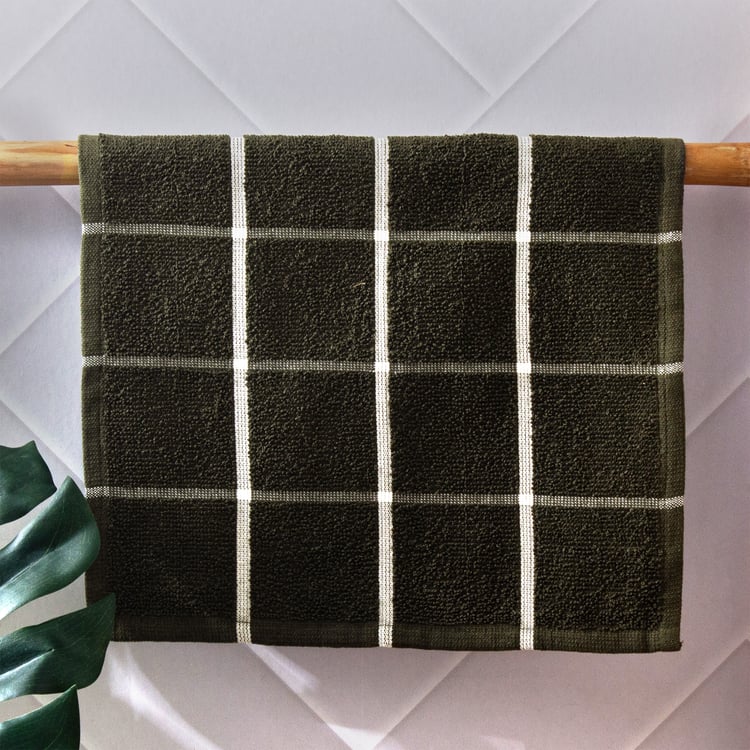 Emery Bursa Set of 4 Cotton Checked Face Towels - 30x30cm