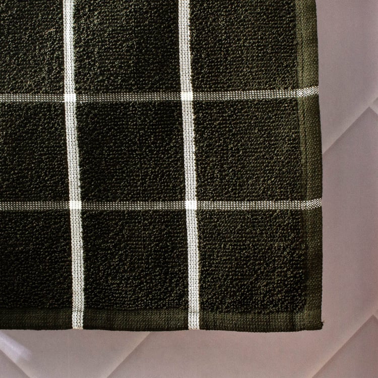 Emery Bursa Set of 4 Cotton Checked Face Towels - 30x30cm