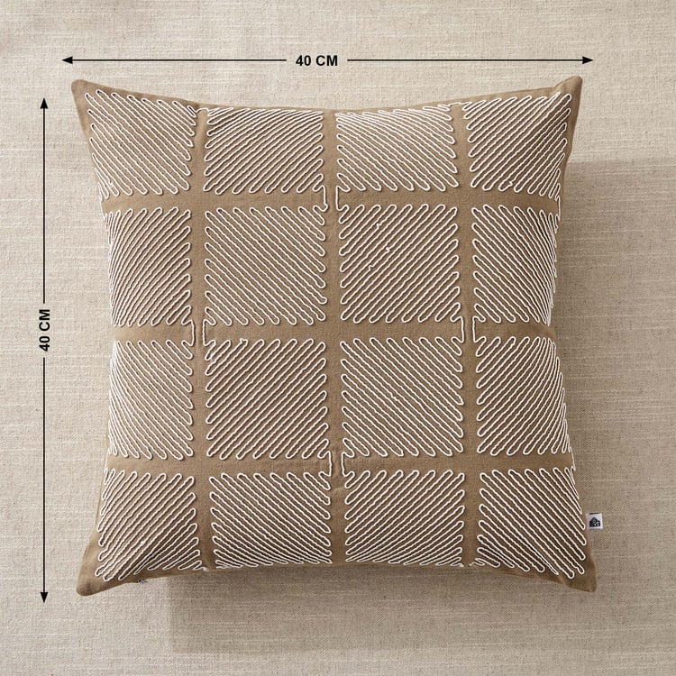 Whales Cord Embroidered Cushion Cover - 40x40cm