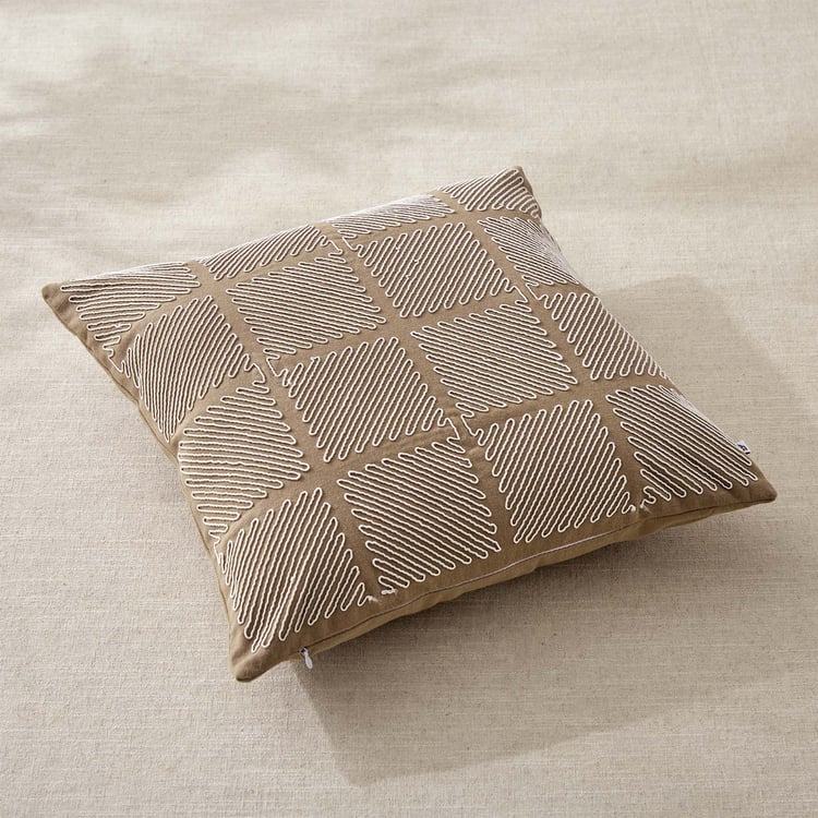 Whales Cord Embroidered Cushion Cover - 40x40cm