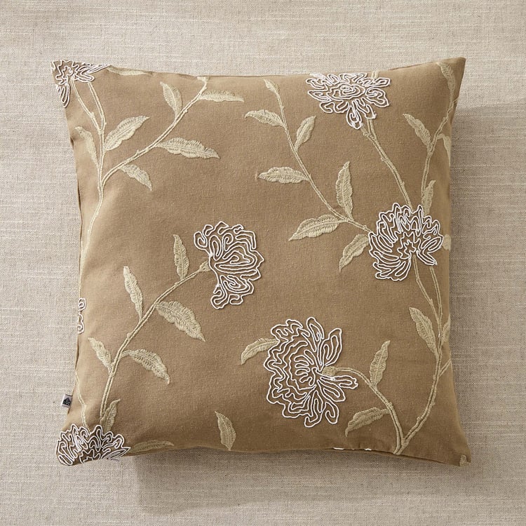Whales Cord Embroidered Cushion Cover - 40x40cm
