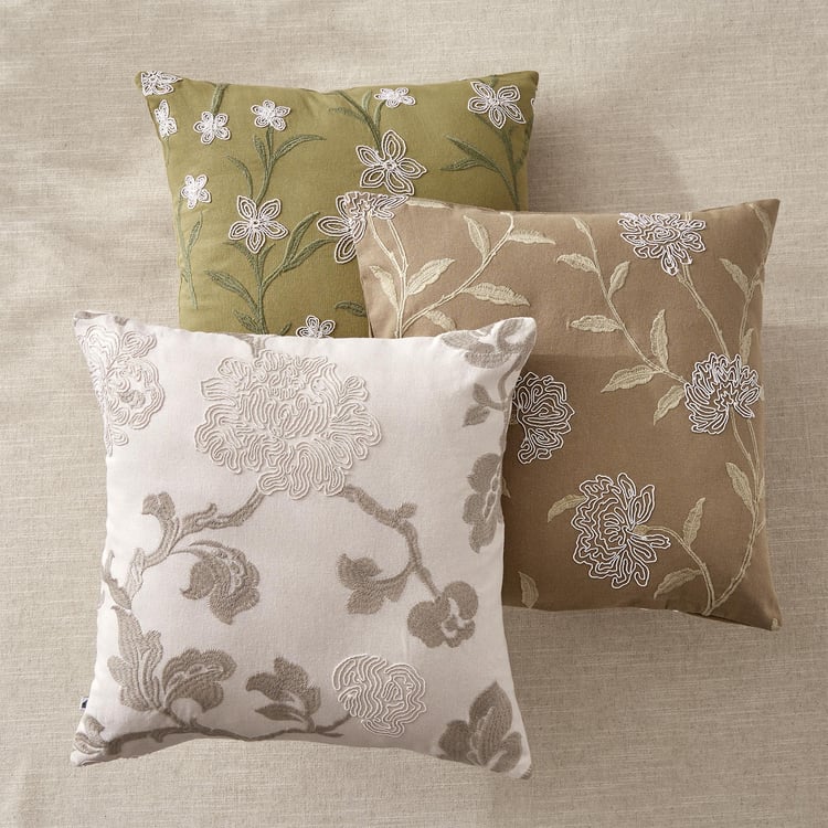 Whales Cord Embroidered Cushion Cover - 40x40cm