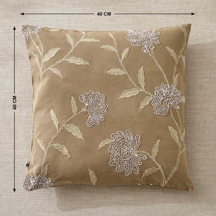 Whales Cord Embroidered Cushion Cover - 40x40cm