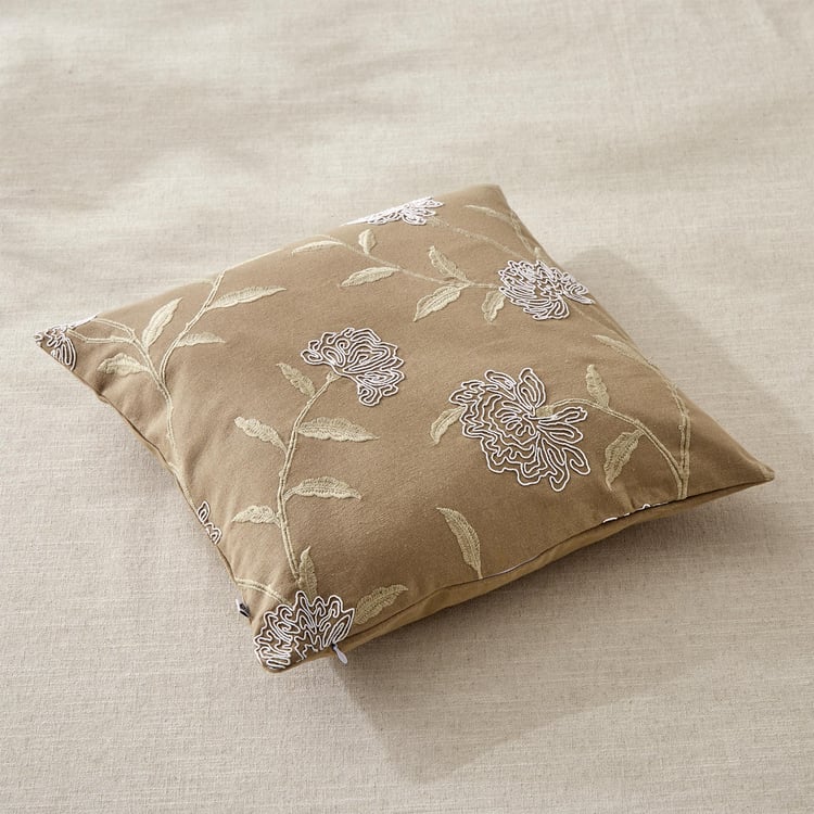 Whales Cord Embroidered Cushion Cover - 40x40cm