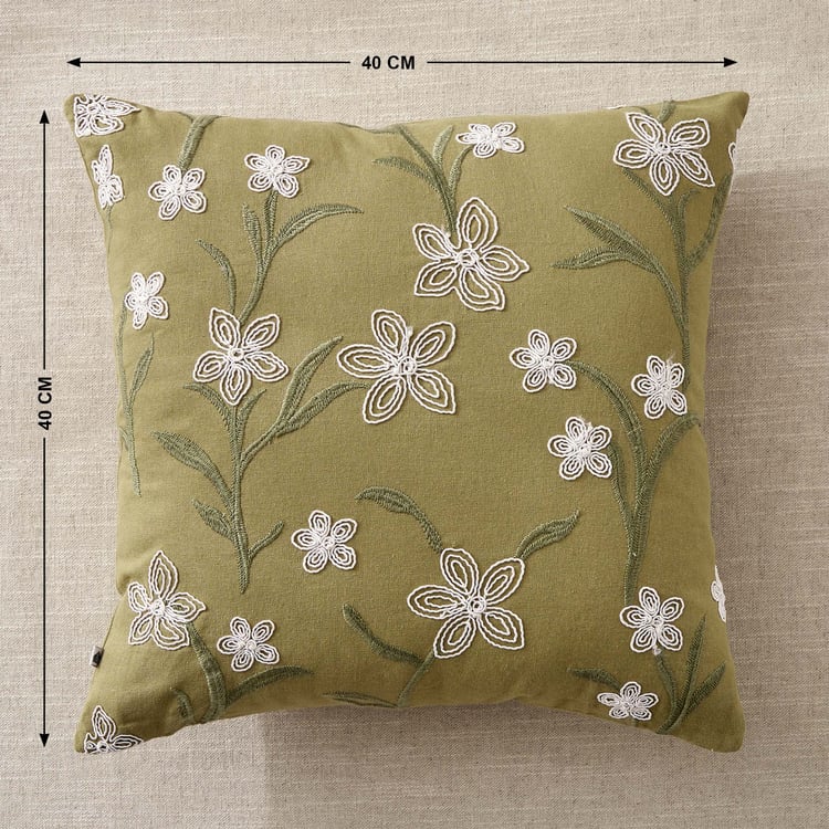 Whales Cord Embroidered Cushion Cover - 40x40cm