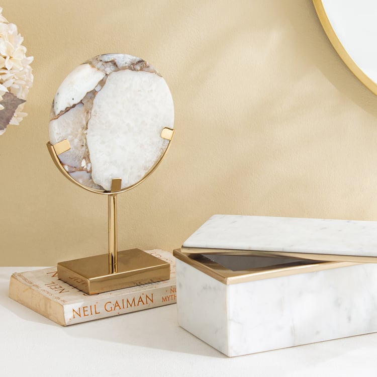 Grantley Opt Onyxia Marble Disk Table Accent