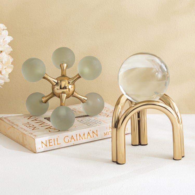 Grantley Opt Gildora Metal and Glass Ball Table Accent