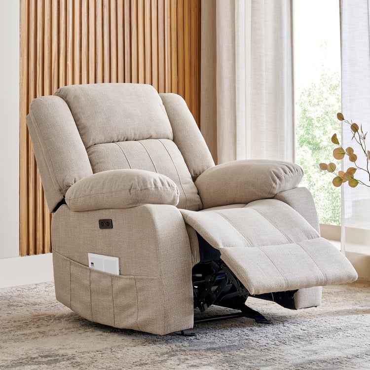 Denver Fabric 1-Seater Electric Recliner - Beige
