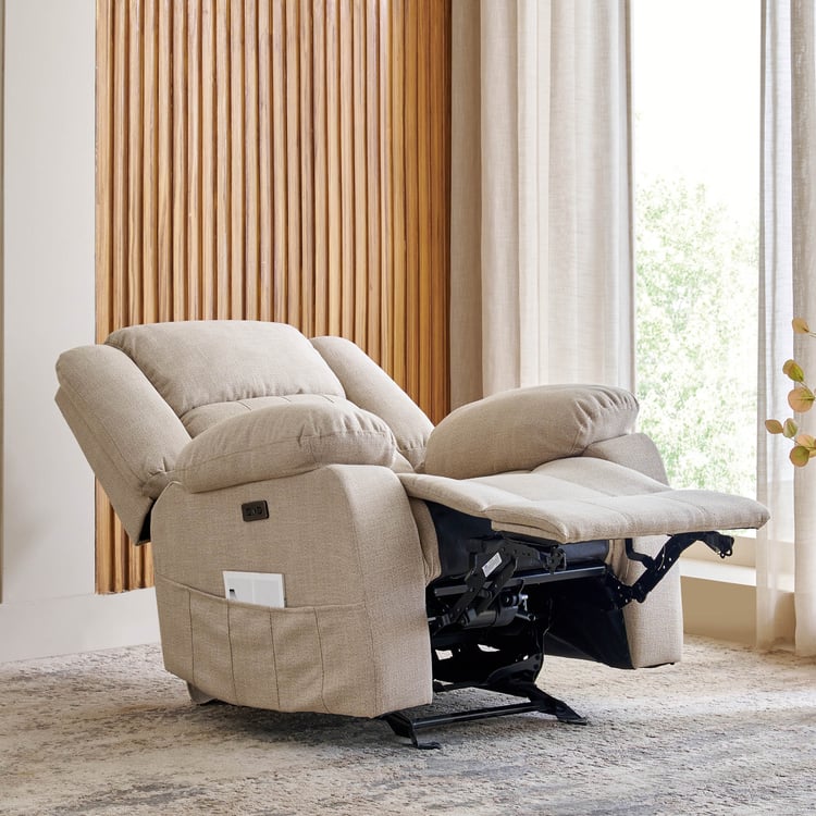 Denver Fabric 1-Seater Electric Recliner - Beige