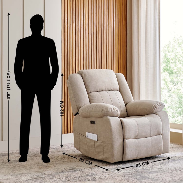 Denver Fabric 1-Seater Electric Recliner - Beige