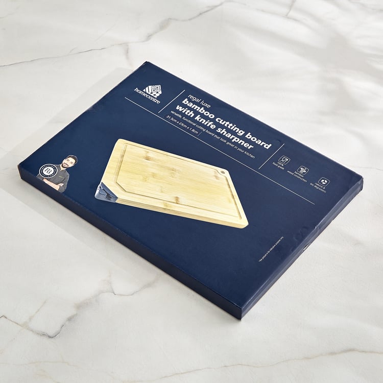 Regal Luxe Tranquil Bamboo Chopping Board with Knife Sharpener