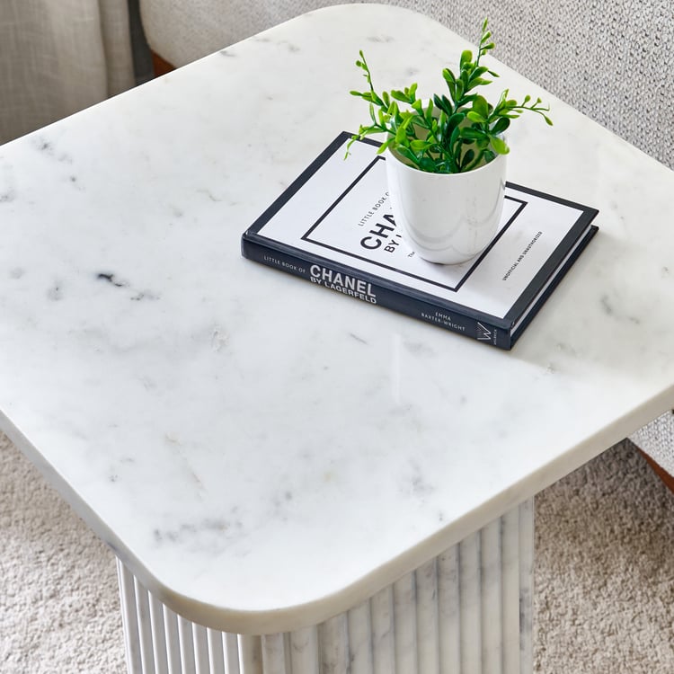 Odessa Marble Top End Table - White