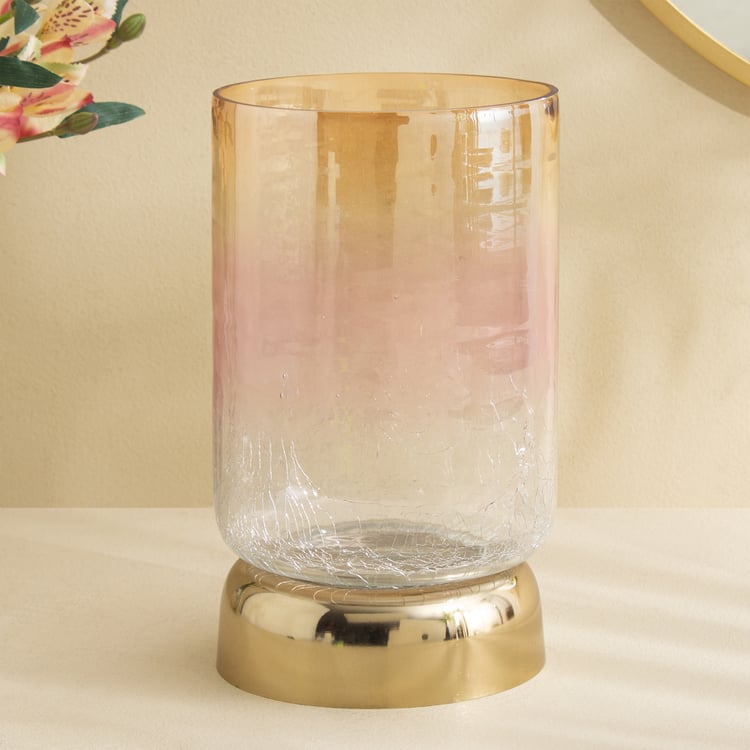 Tamaira Crepe Glass Crackle Hurricane Candle Holder