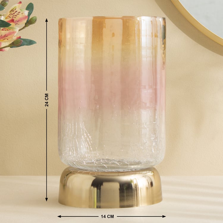 Tamaira Crepe Glass Crackle Hurricane Candle Holder