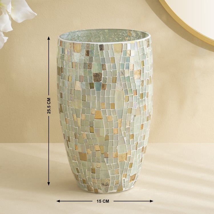 Tamaira Plume Glass Mosaic Hurricane Candle Holder