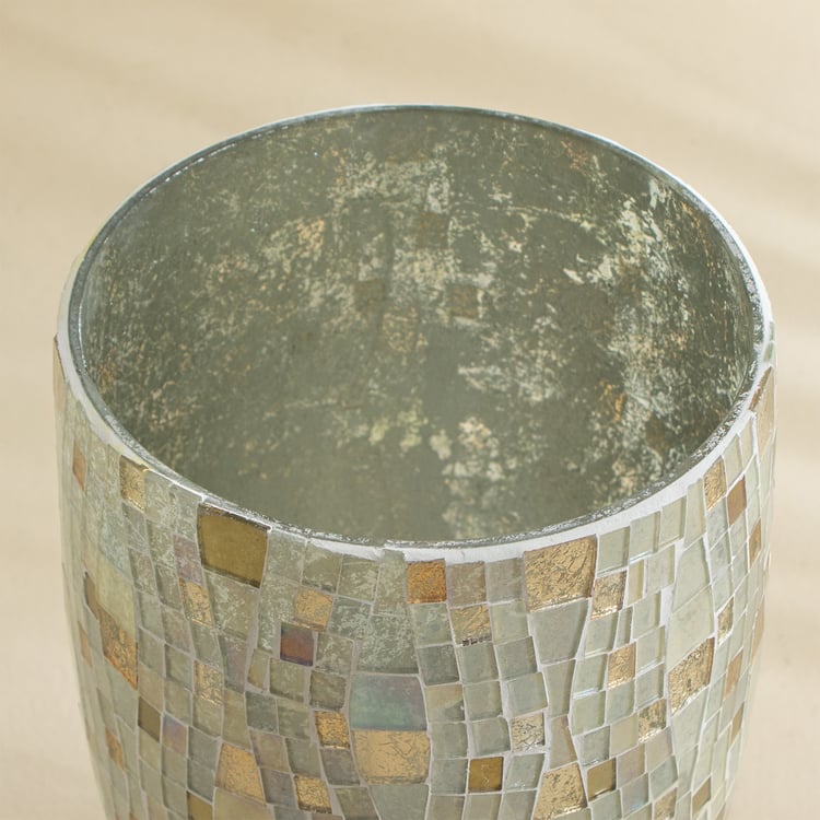 Tamaira Plume Glass Mosaic Hurricane Candle Holder