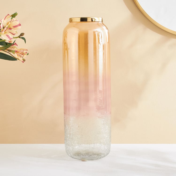 Tamaira Crepe Glass Crackle Vase with Metal Rim
