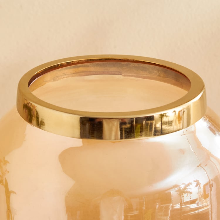 Tamaira Crepe Glass Crackle Vase with Metal Rim