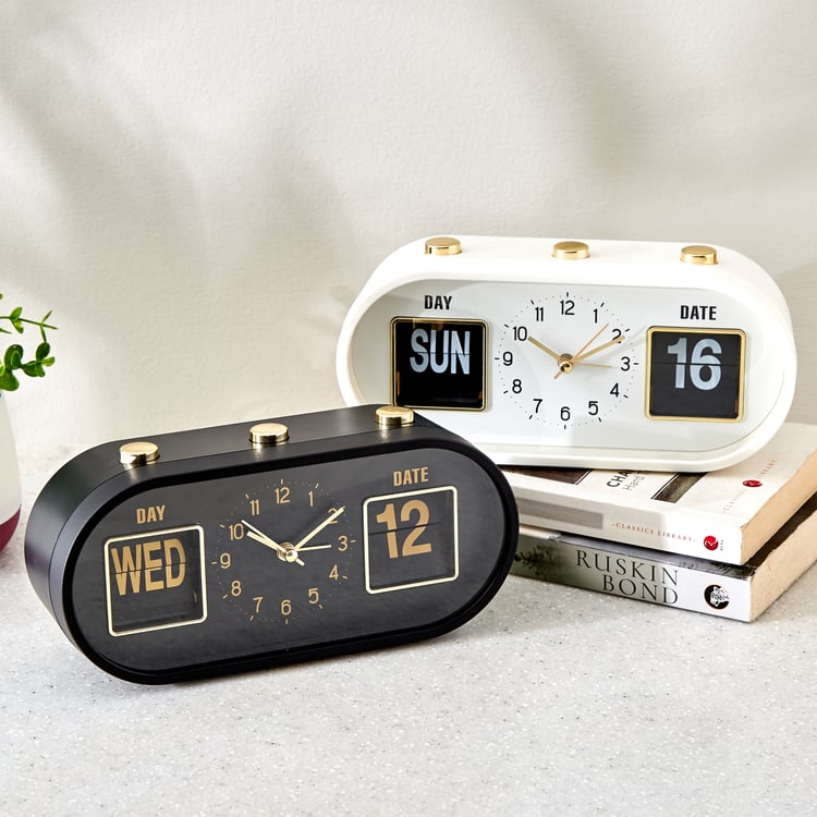 Casablanca Gloss Table Alarm Clock with Day and Date - 20x6x9cm